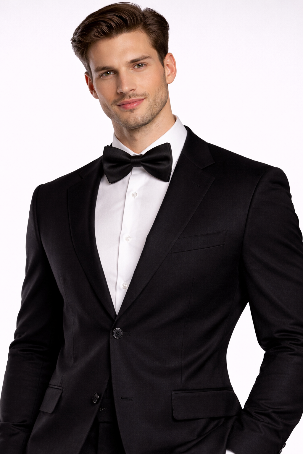 Black Solid Double Layered Bowtie