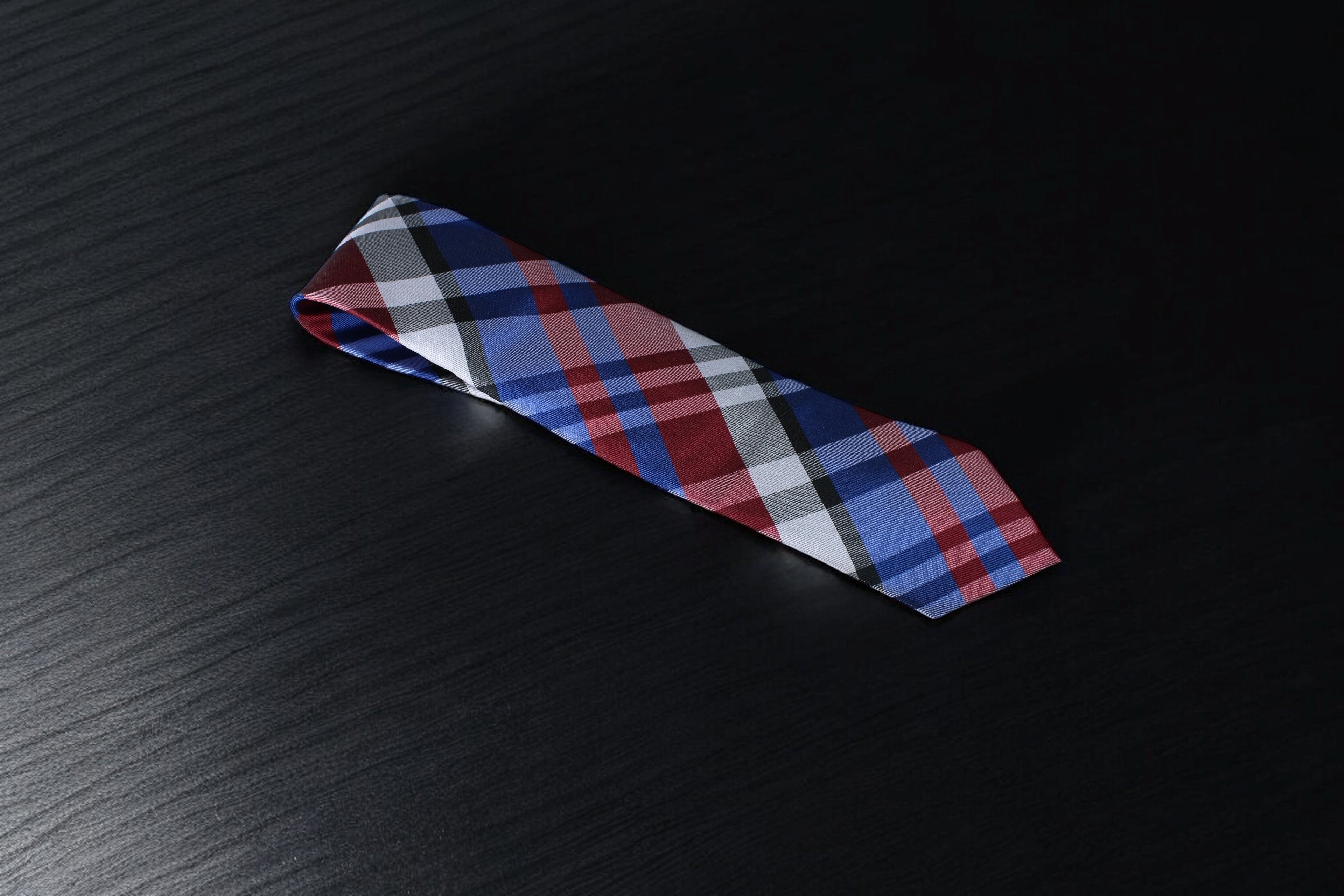 Classic Checkered Red,Blue & Gray Plaid Tie