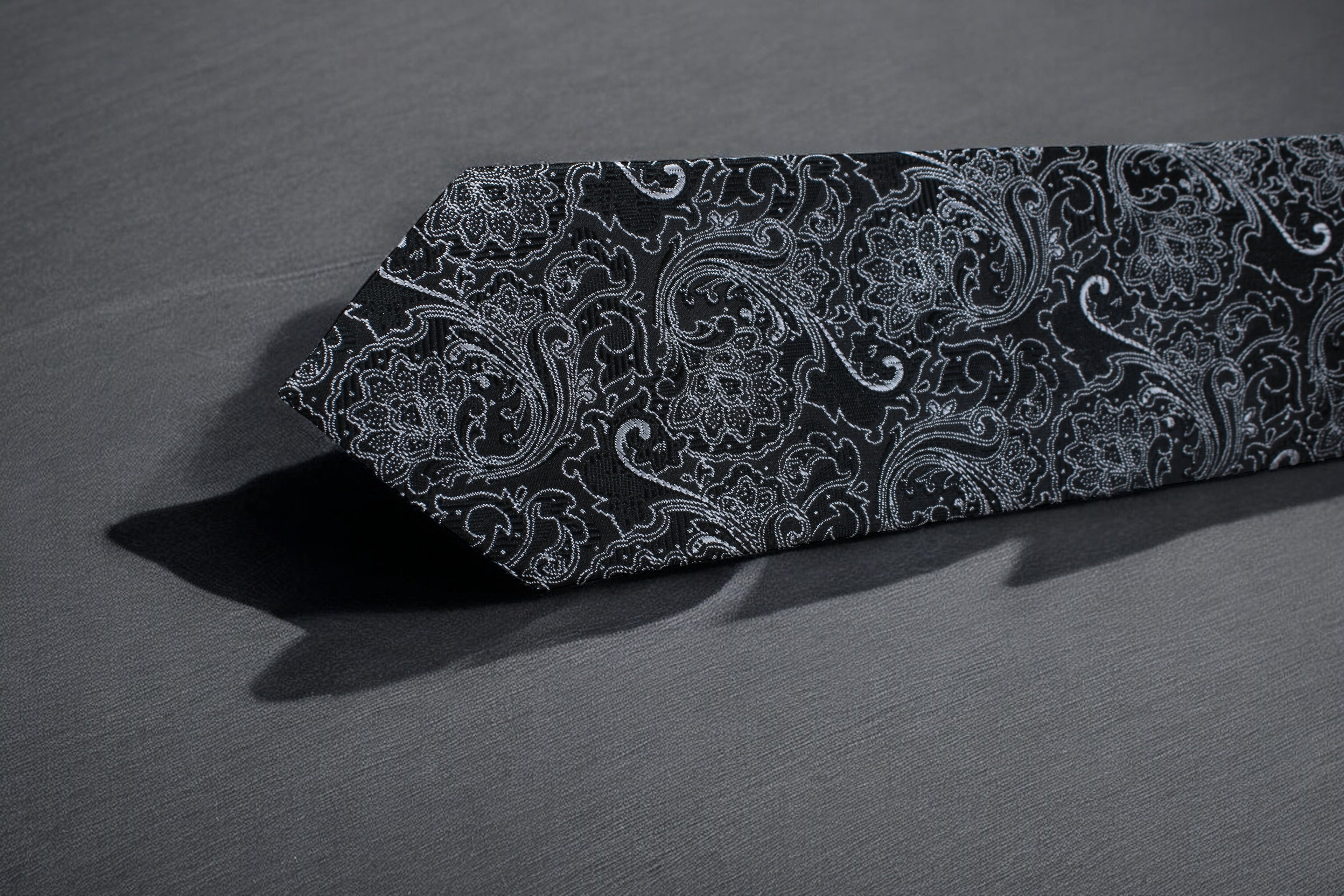 Classic Black Silver Paisley Tie