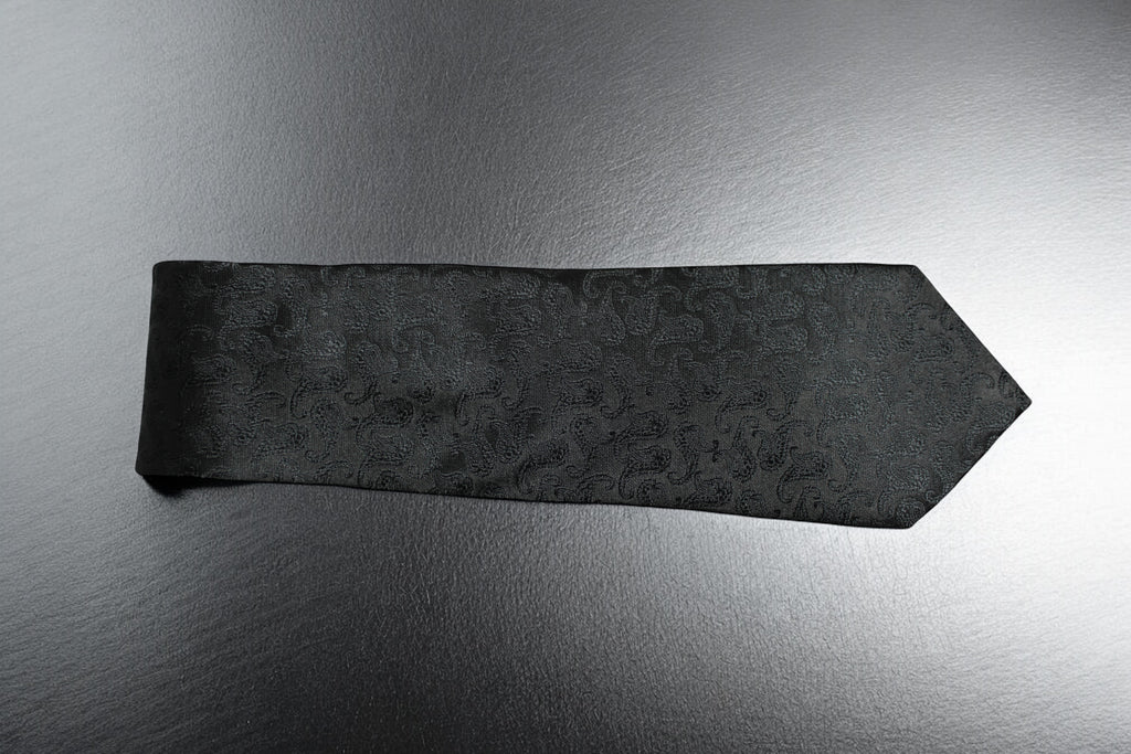 Elegant Black Self Paisley Tie