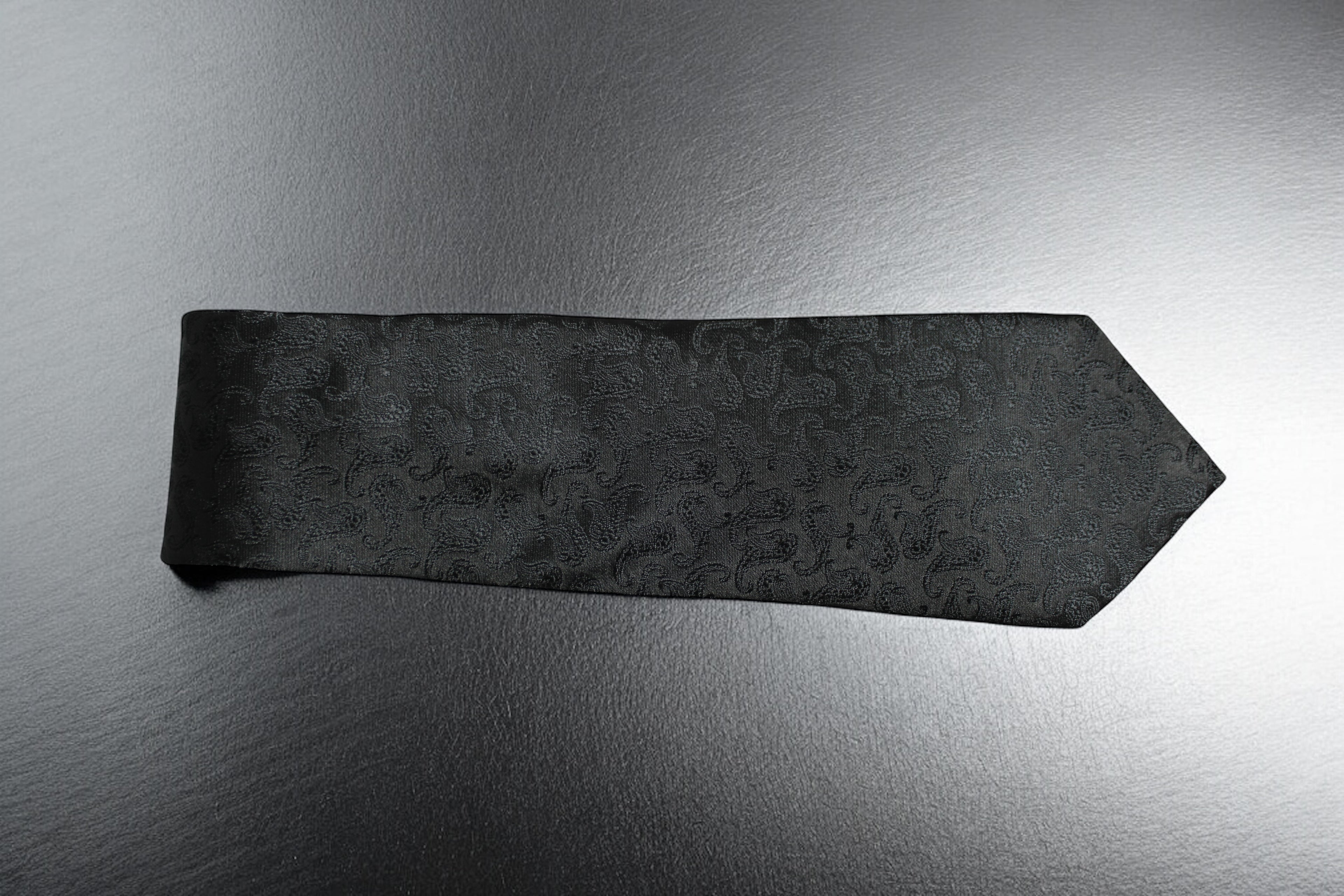 Elegant Black Self Paisley Tie