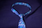 Multicolor Blue Floral Tie with Pocket Square