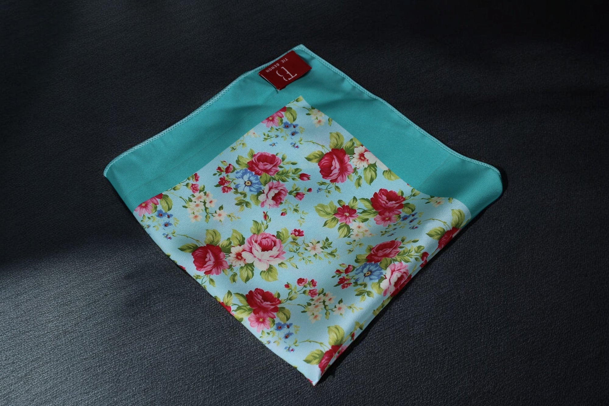 Turquoise Floral Pocket Square