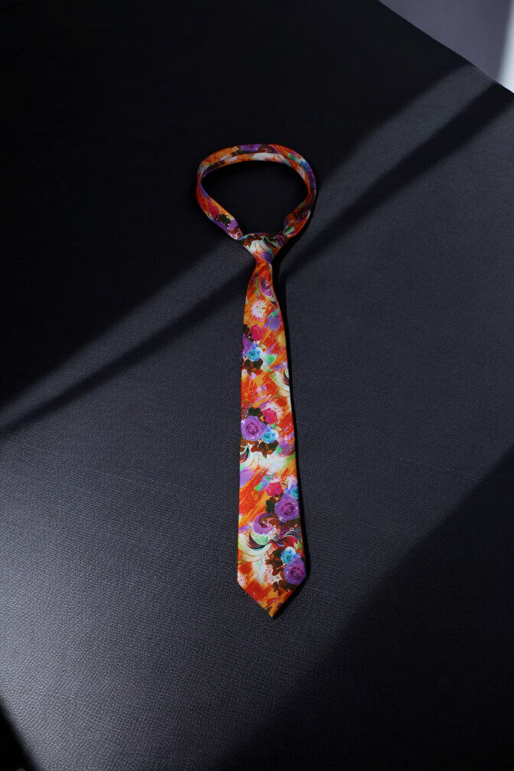 Vibrant Artistic Multicolor Tie with Pocket Square