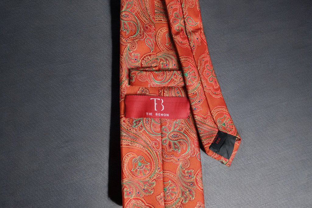 Bold Orange & Gold Paisley Tie