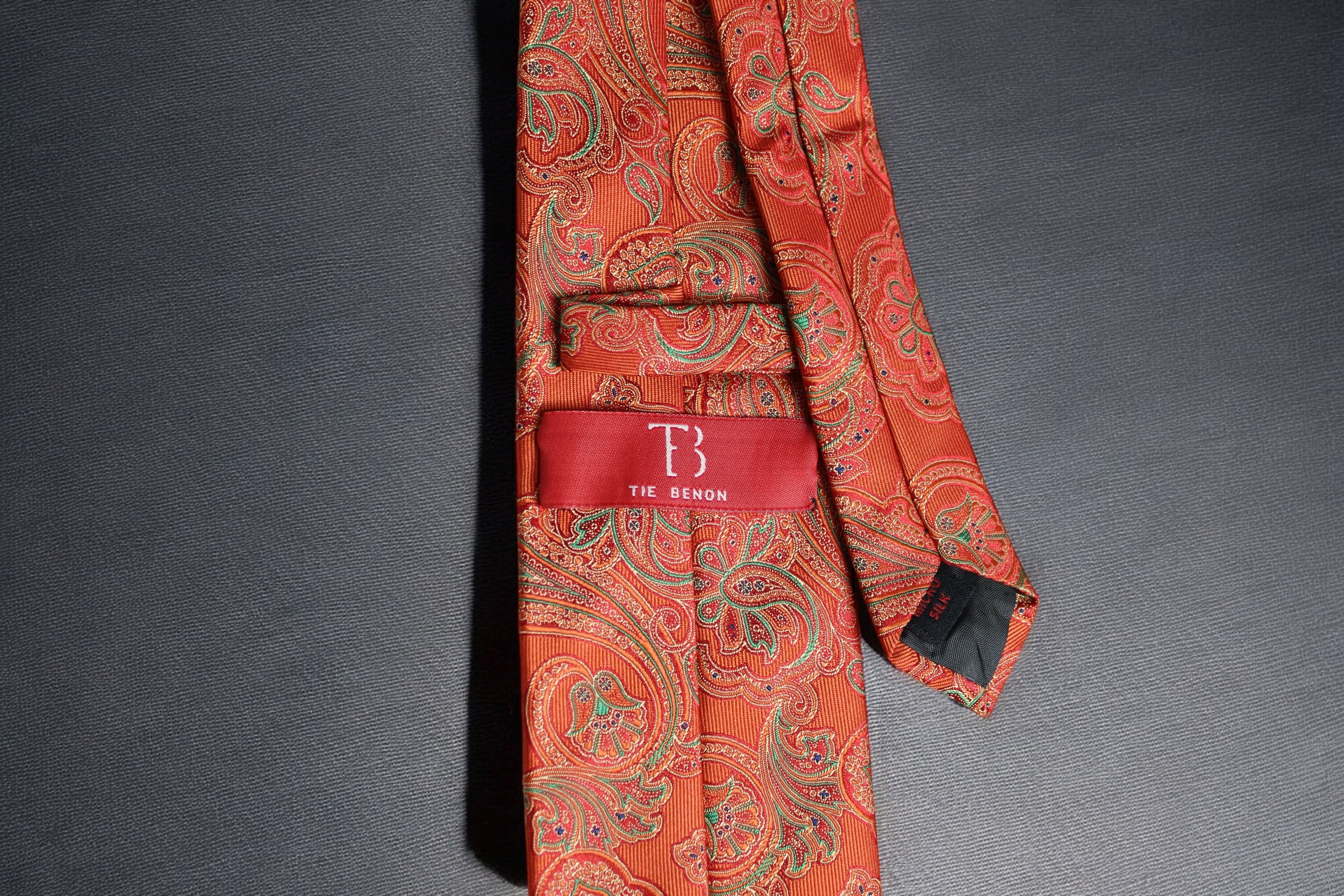 Bold Orange & Gold Paisley Tie