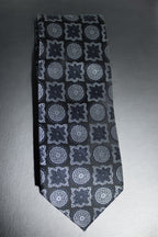 Elegant Black & Silver Patterned Tie