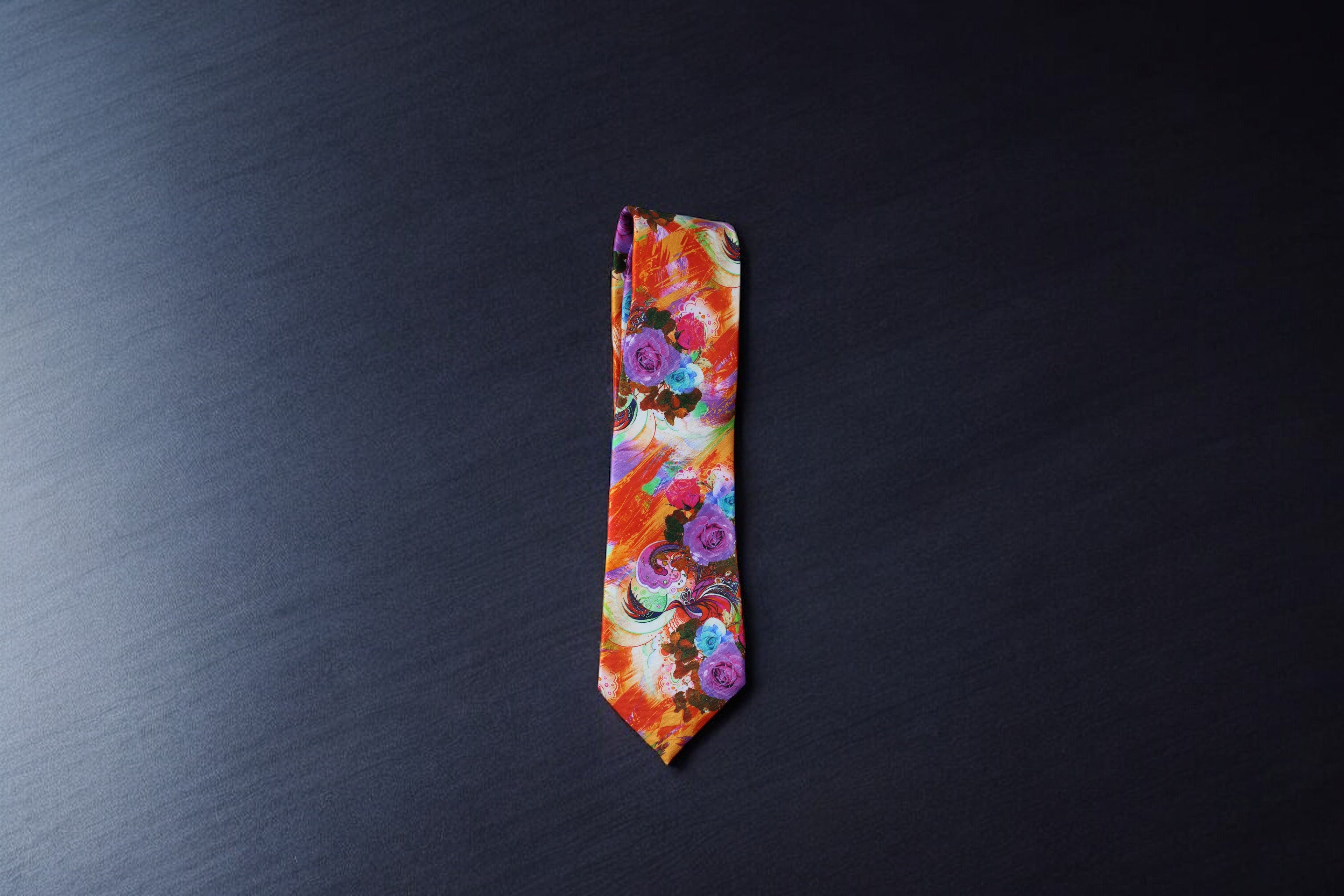 Vibrant Artistic Multicolor Tie with Pocket Square
