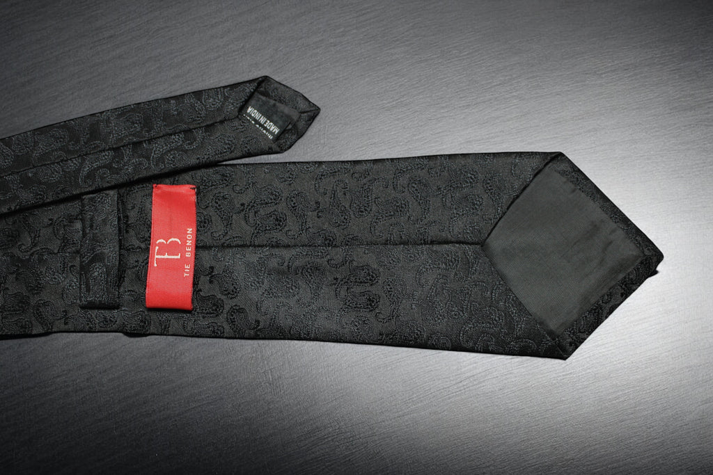 Elegant Black Self Paisley Tie