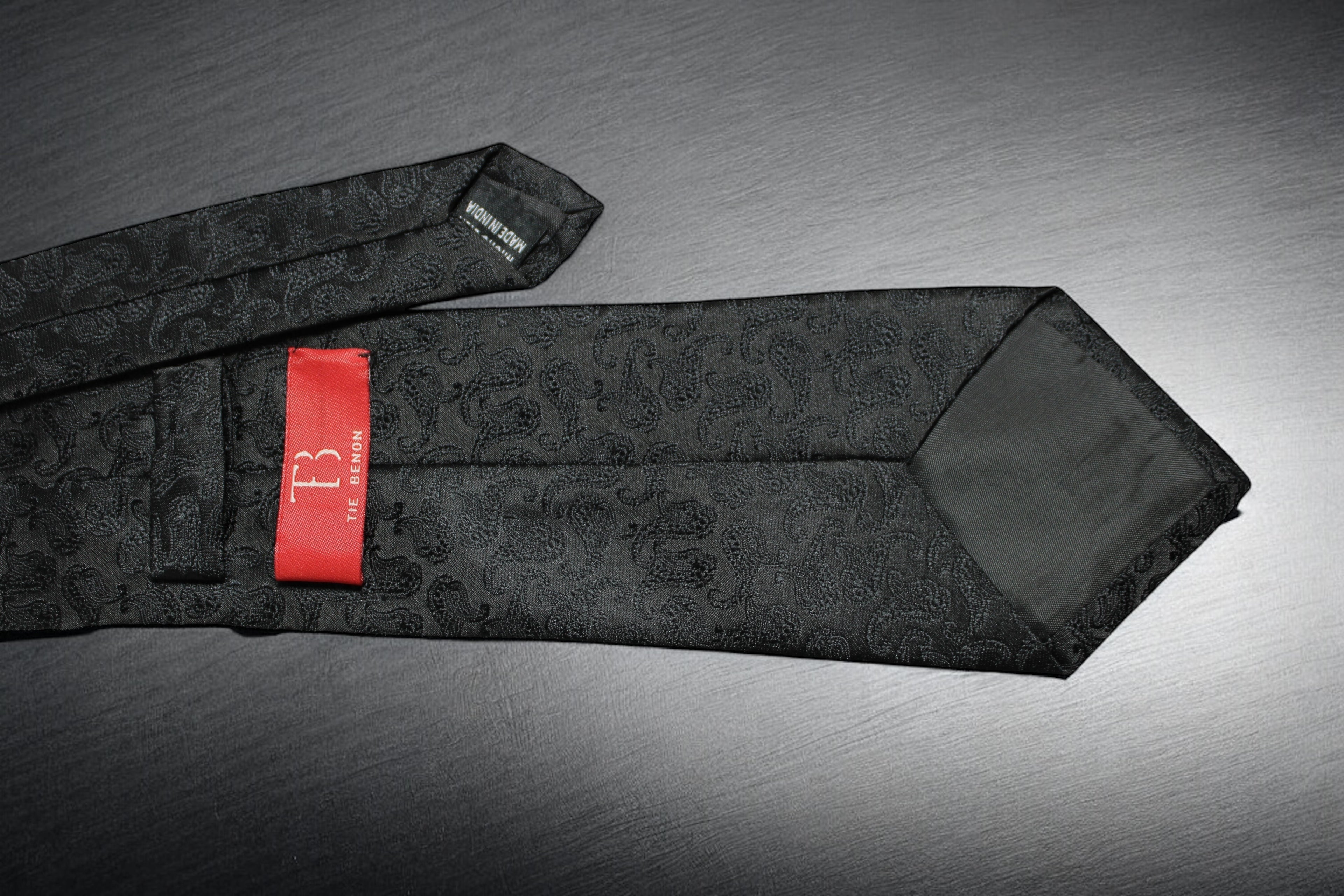 Elegant Black Self Paisley Tie