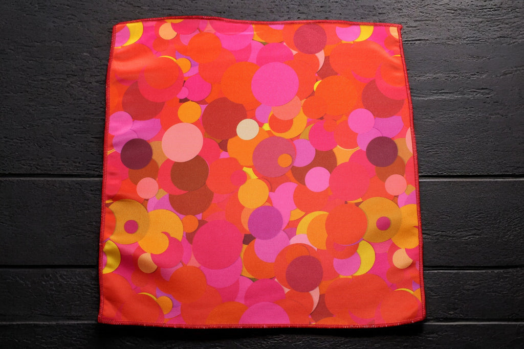 Vibrant Red and Pink Tie With Pocket Square