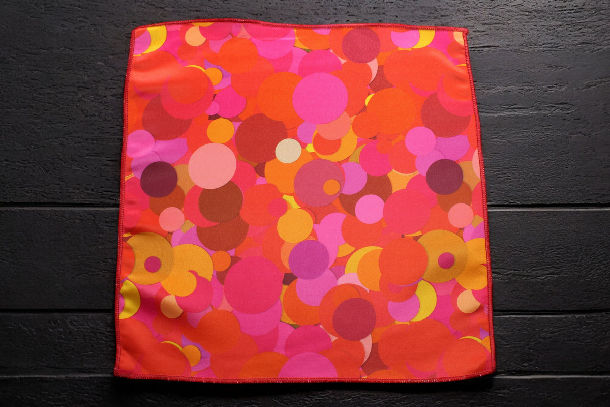 Vibrant Red and Pink Tie With Pocket Square