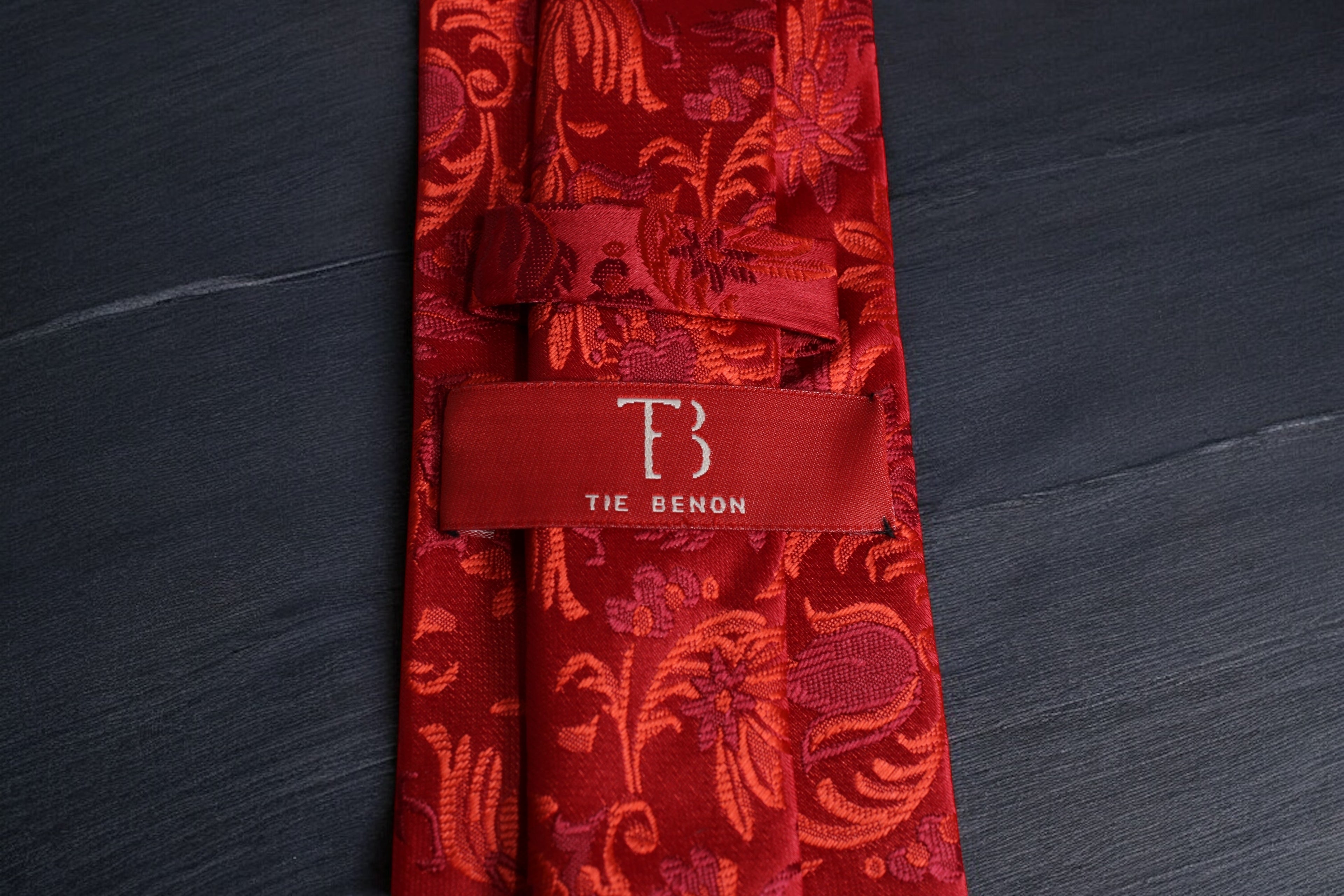 Elegant Crimson Red Floral Tie