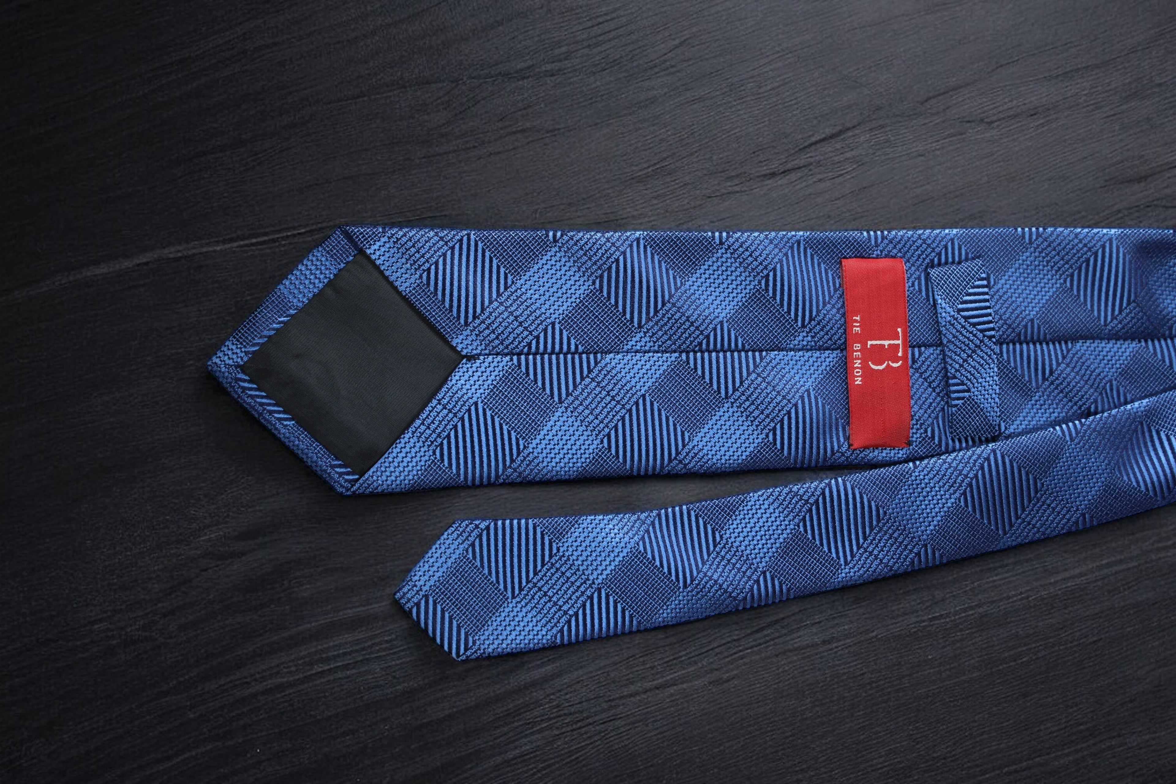 Geometric Self Blue Plaid Tie