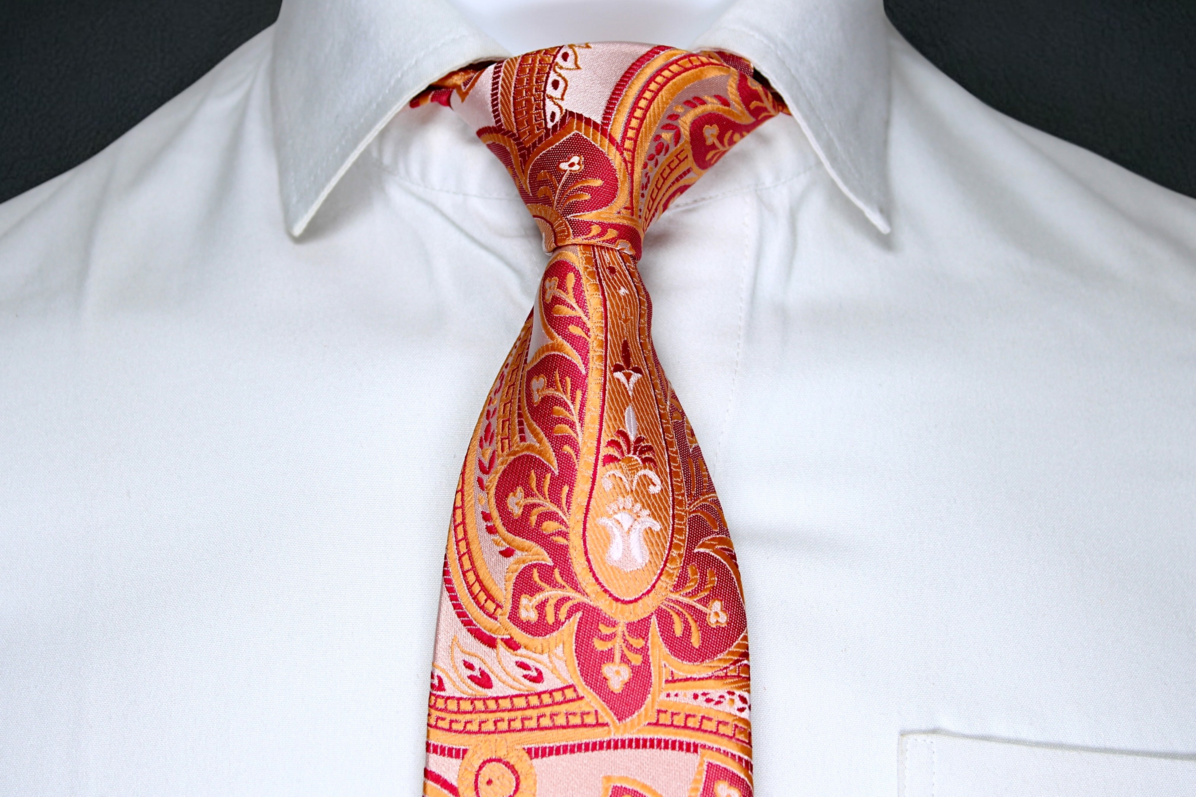 Orange Paisley Tie - Elegant Vintage Swirl Design – Tie Benon