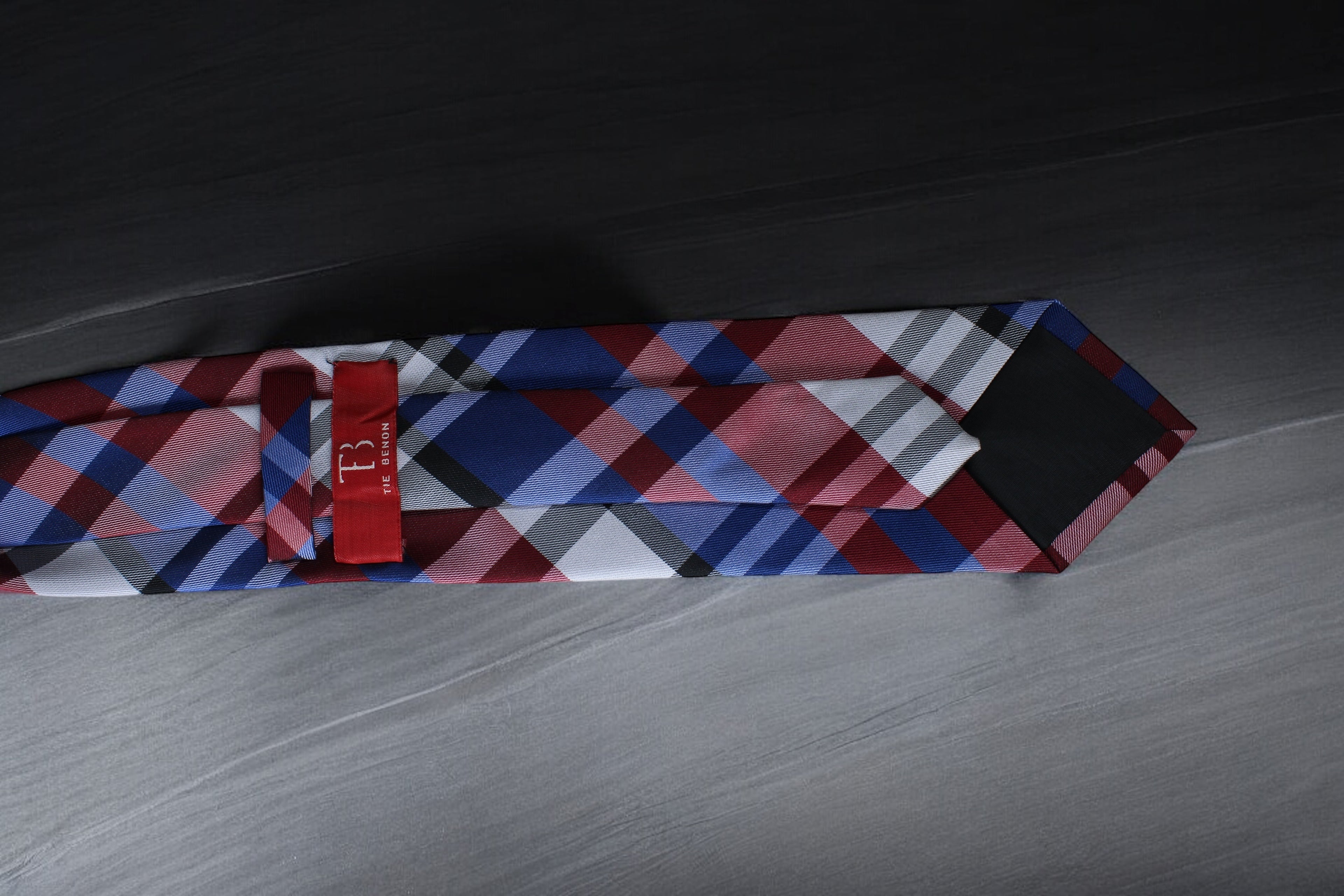 Classic Checkered Red,Blue & Gray Plaid Tie