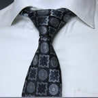 Elegant Black & Silver Patterned Tie