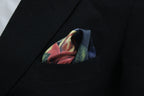 Multicolor  Black Red Floral Tie with Pocket Square