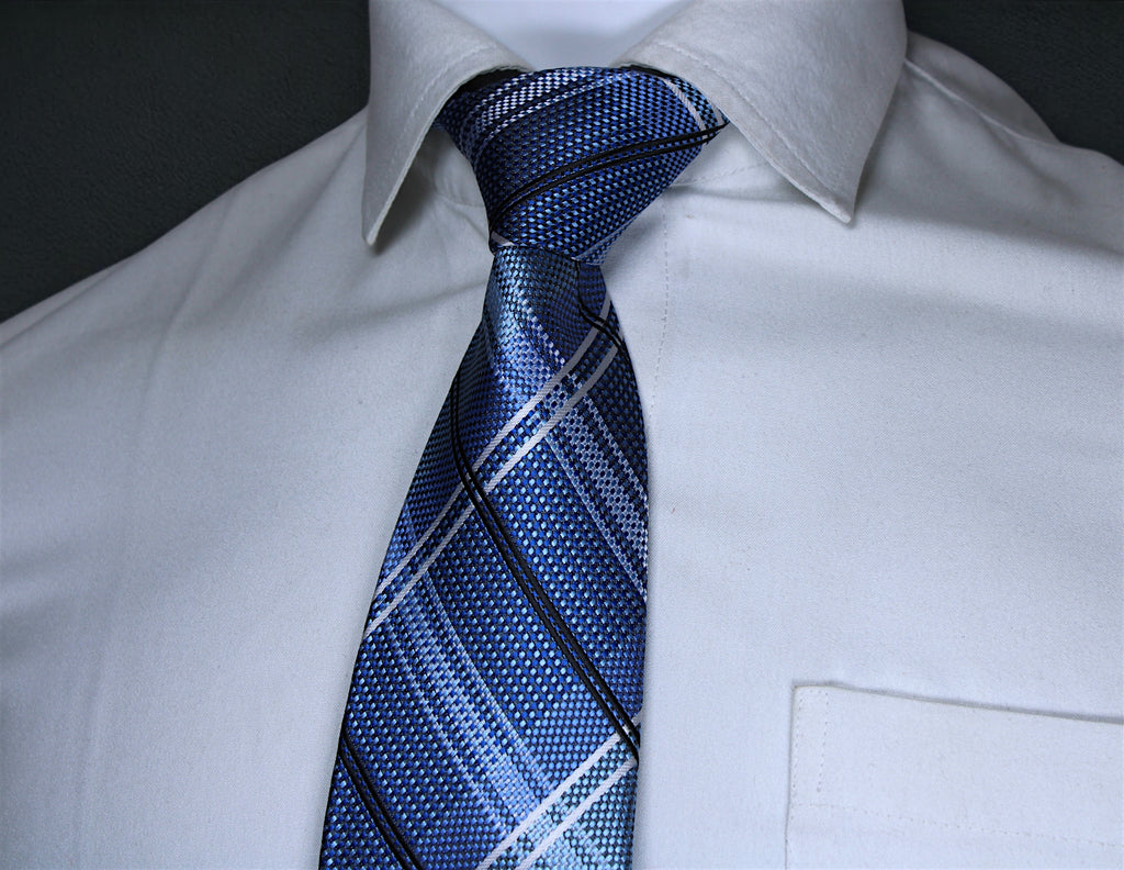 Classic Blue & Silver Plaid Tie