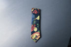 Multicolor  Black Red Floral Tie with Pocket Square