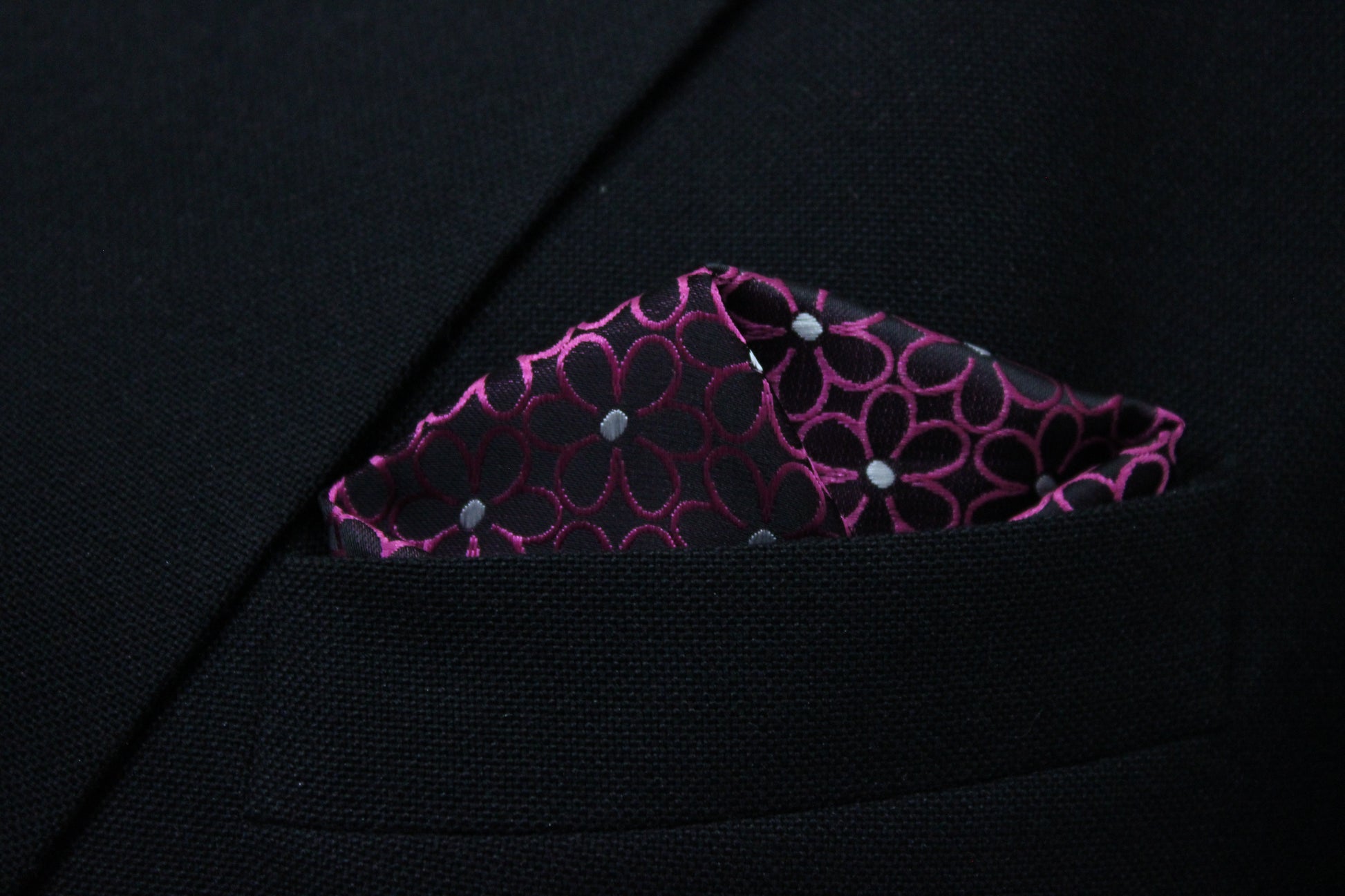 Elegant Magenta Floral Tie & Pocket Square