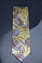 Yellow Paisley Tie - Elegant Vintage Swirl Design