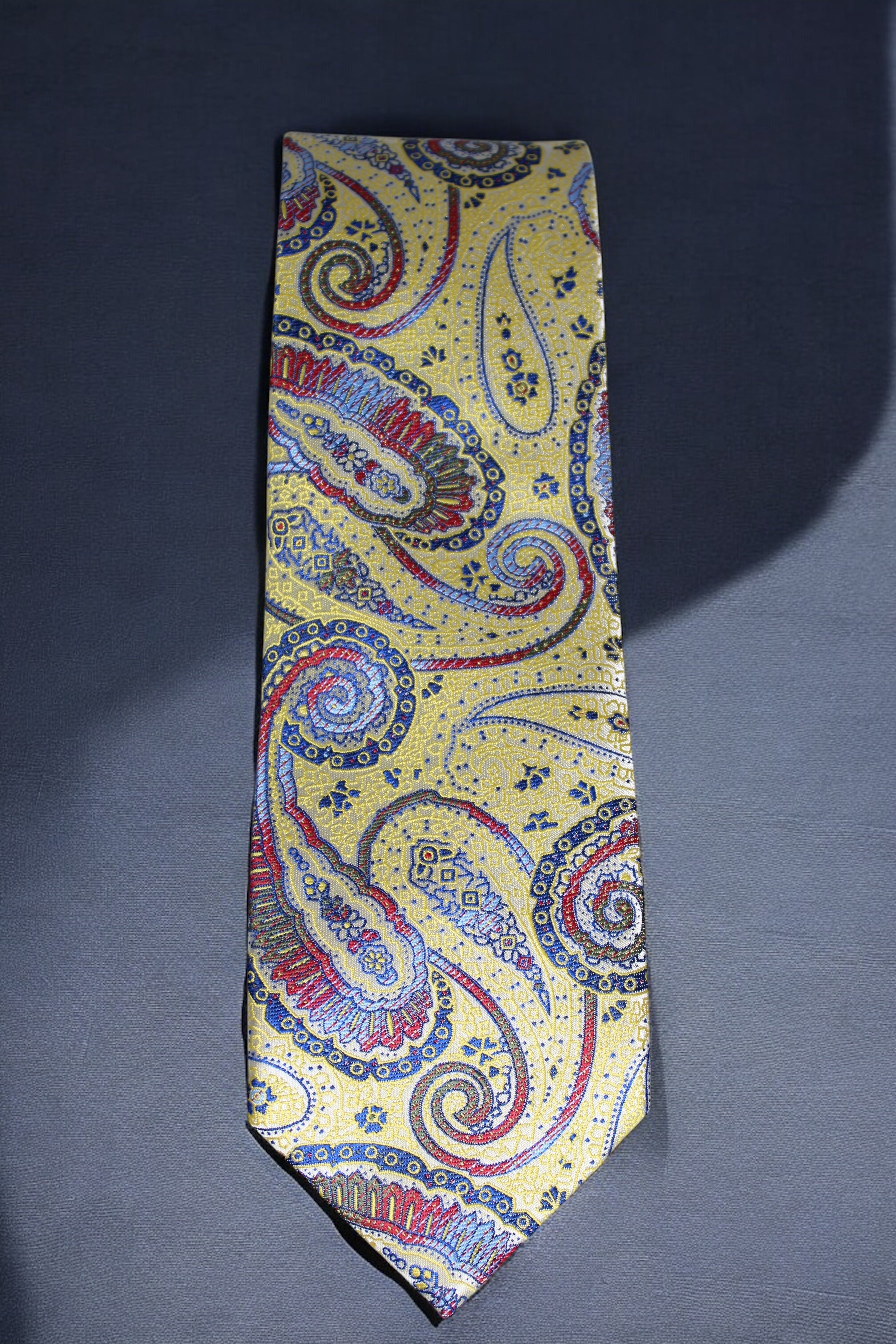 Yellow Paisley Tie - Elegant Vintage Swirl Design