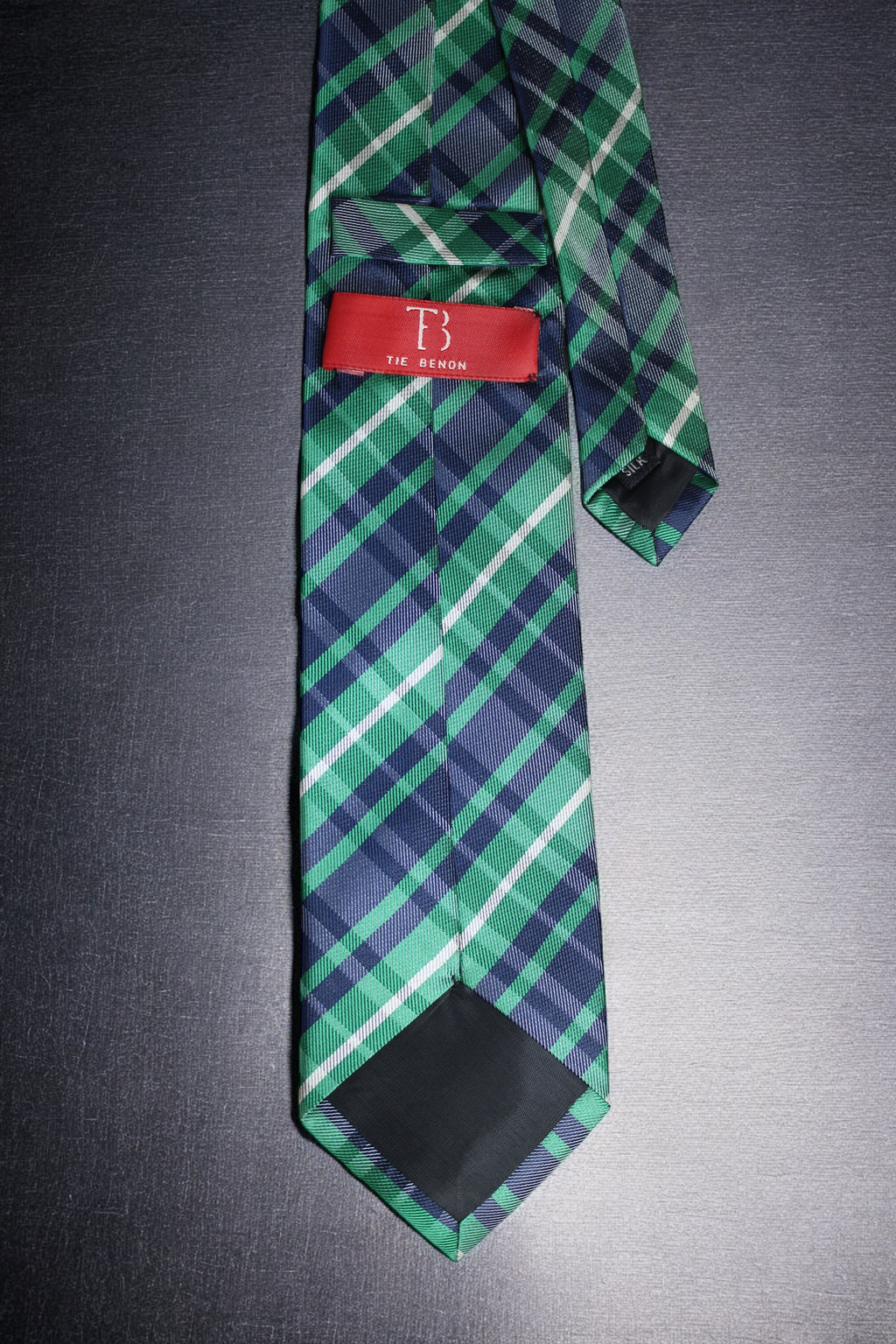 Green & Navy Plaid Tie - Classic Tartan Style