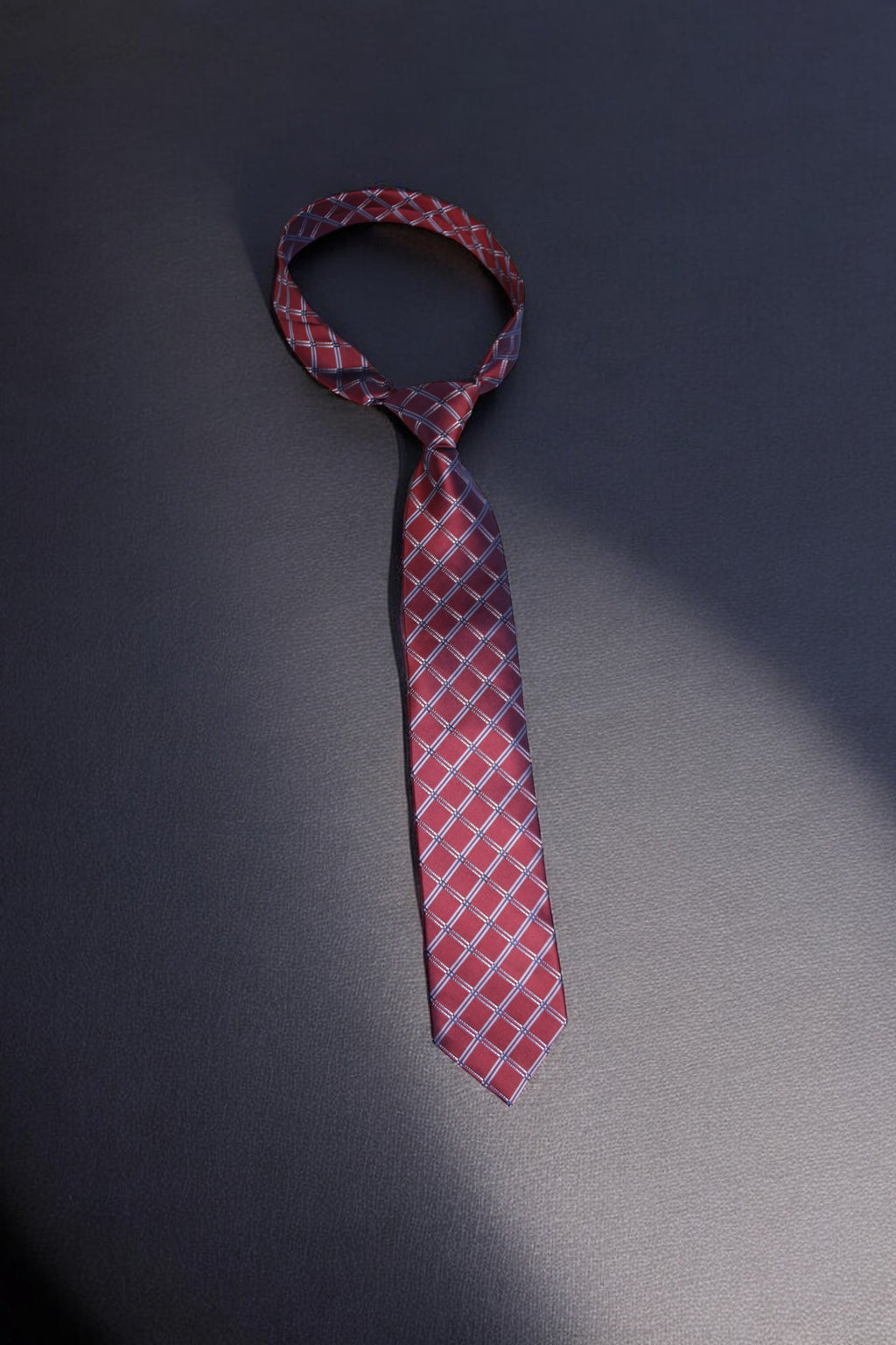 Maroon and Navy Checkered Tie – Classic Plaid Elegance