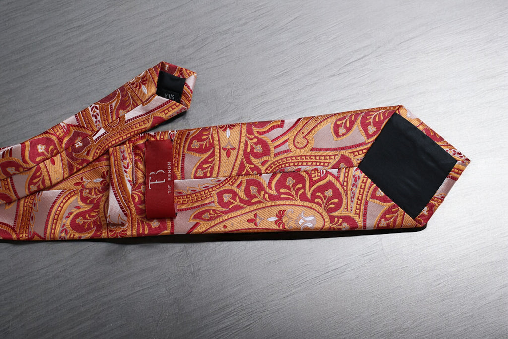 Orange Paisley Tie - Elegant Vintage Swirl Design