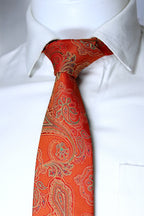 Bold Orange & Gold Paisley Tie