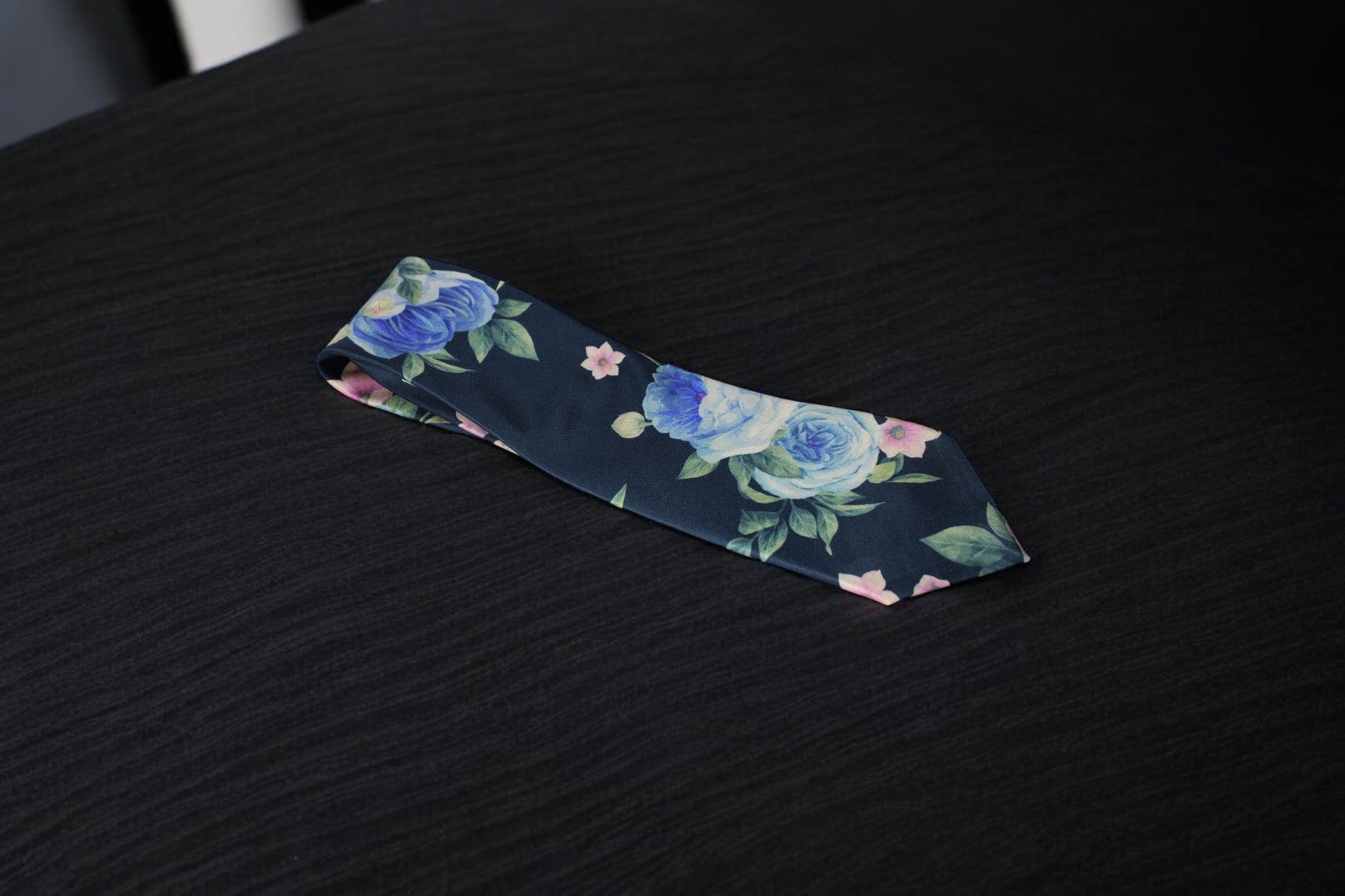 Multicolor Floral Black Tie with Pocket Square
