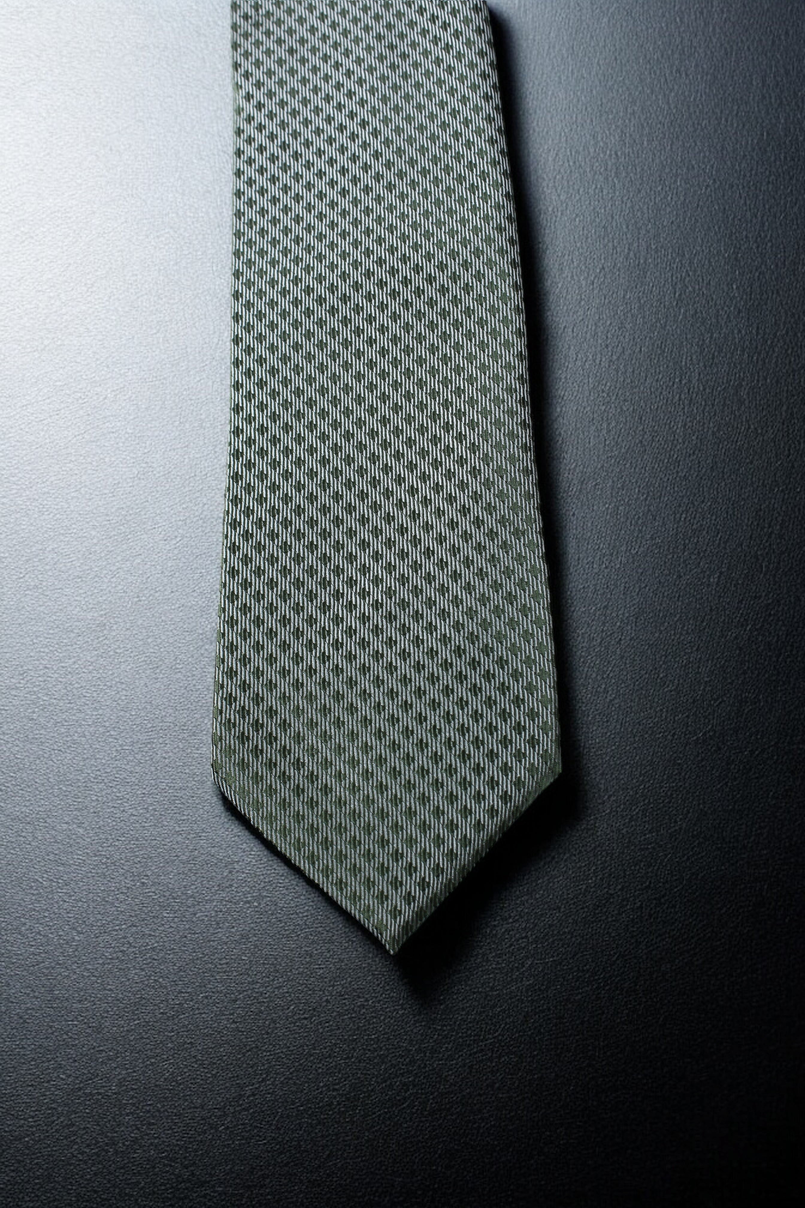 Geometric Olive Green Microsilk Tie
