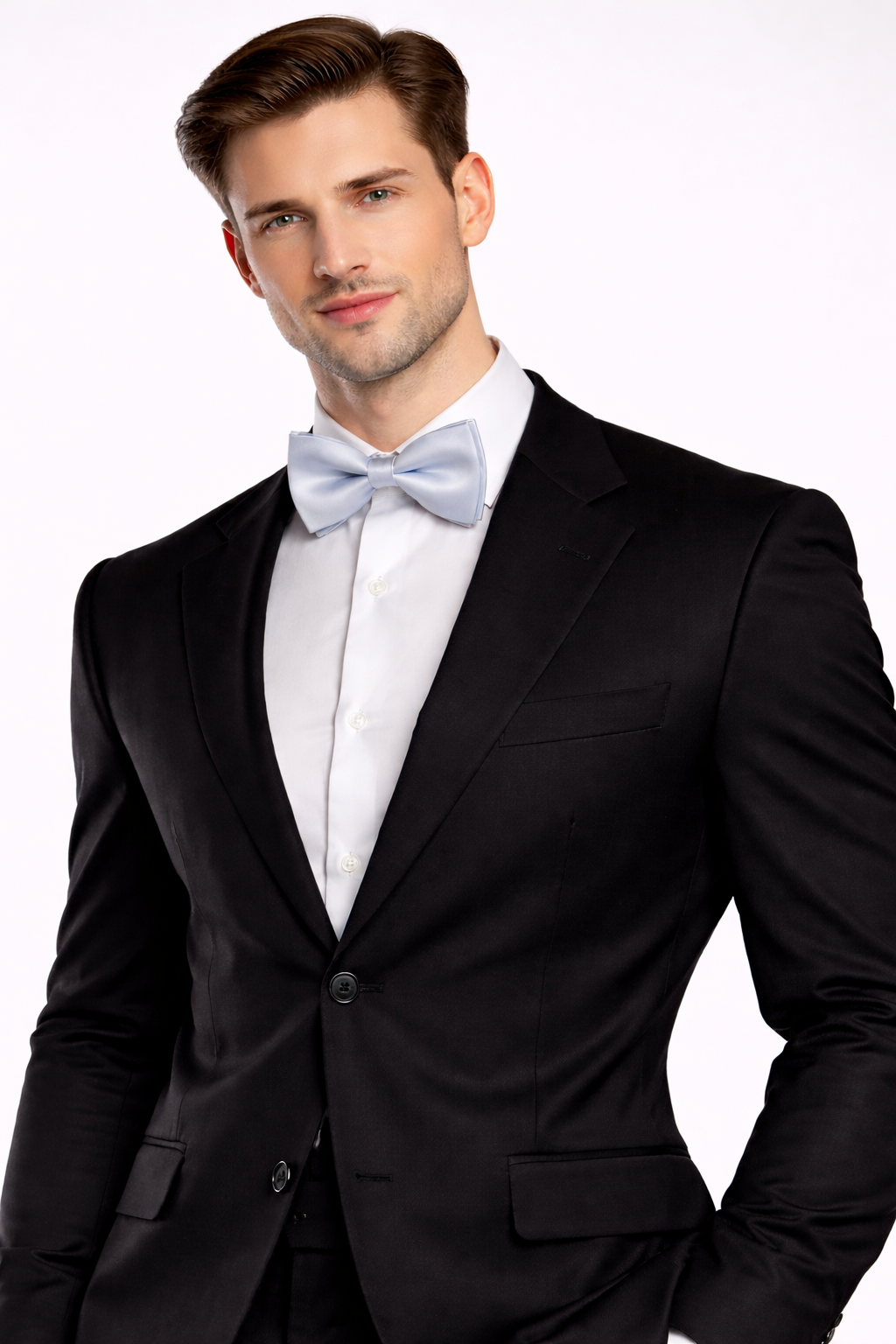 Silver Solid Double Layered Bowtie