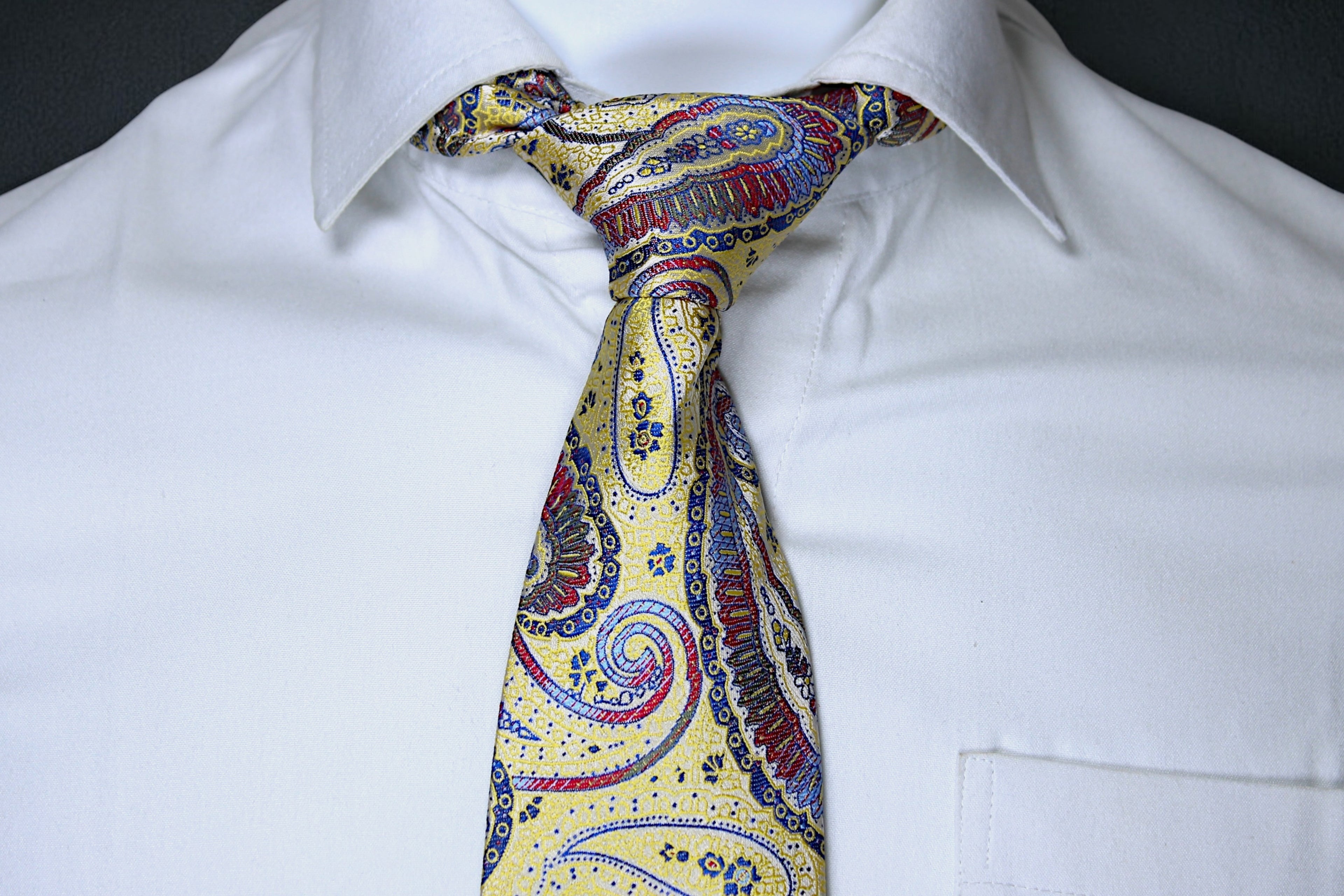Yellow Paisley Tie - Elegant Vintage Swirl Design