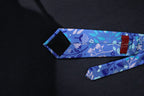 Multicolor Blue Floral Tie with Pocket Square