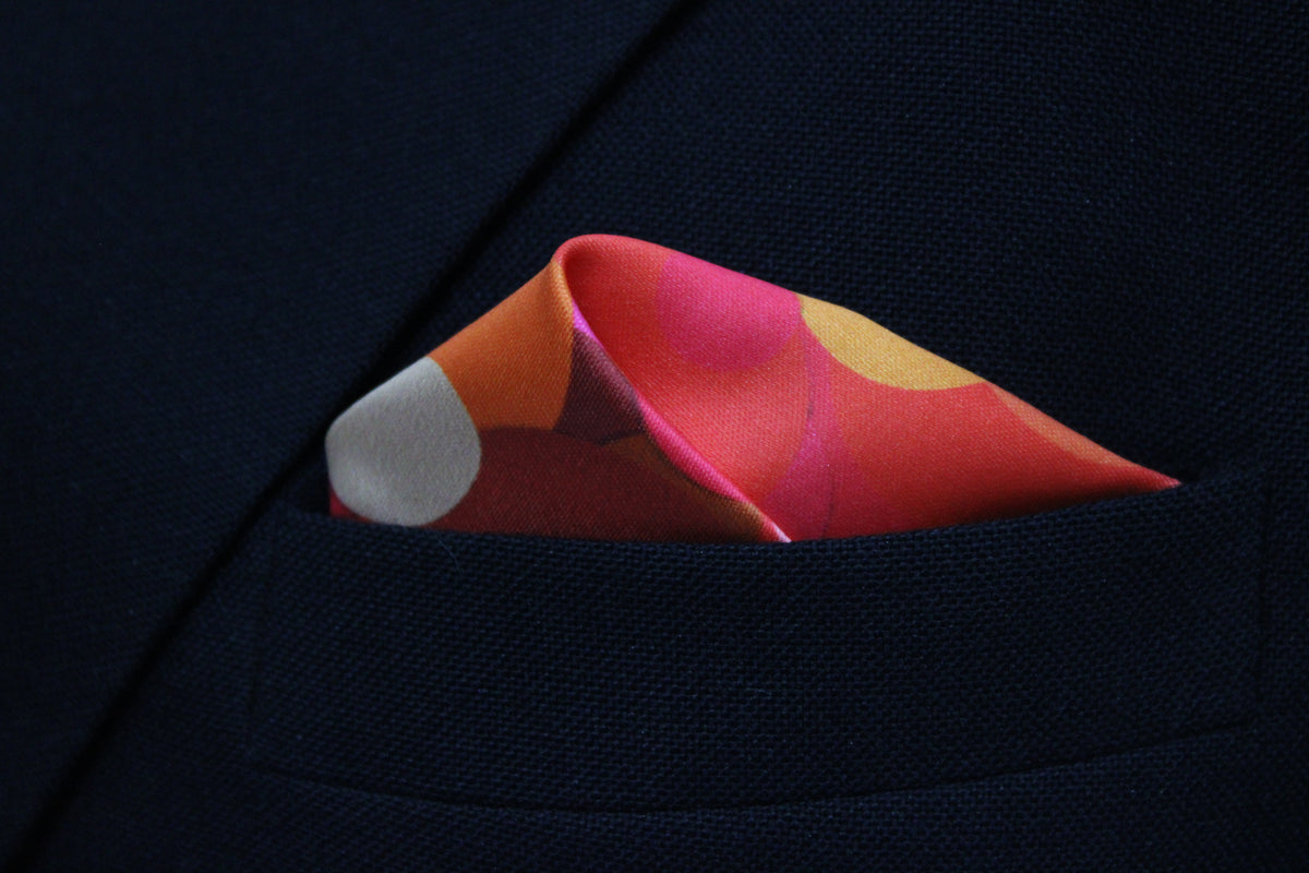 Vibrant Red and Pink Tie With Pocket Square