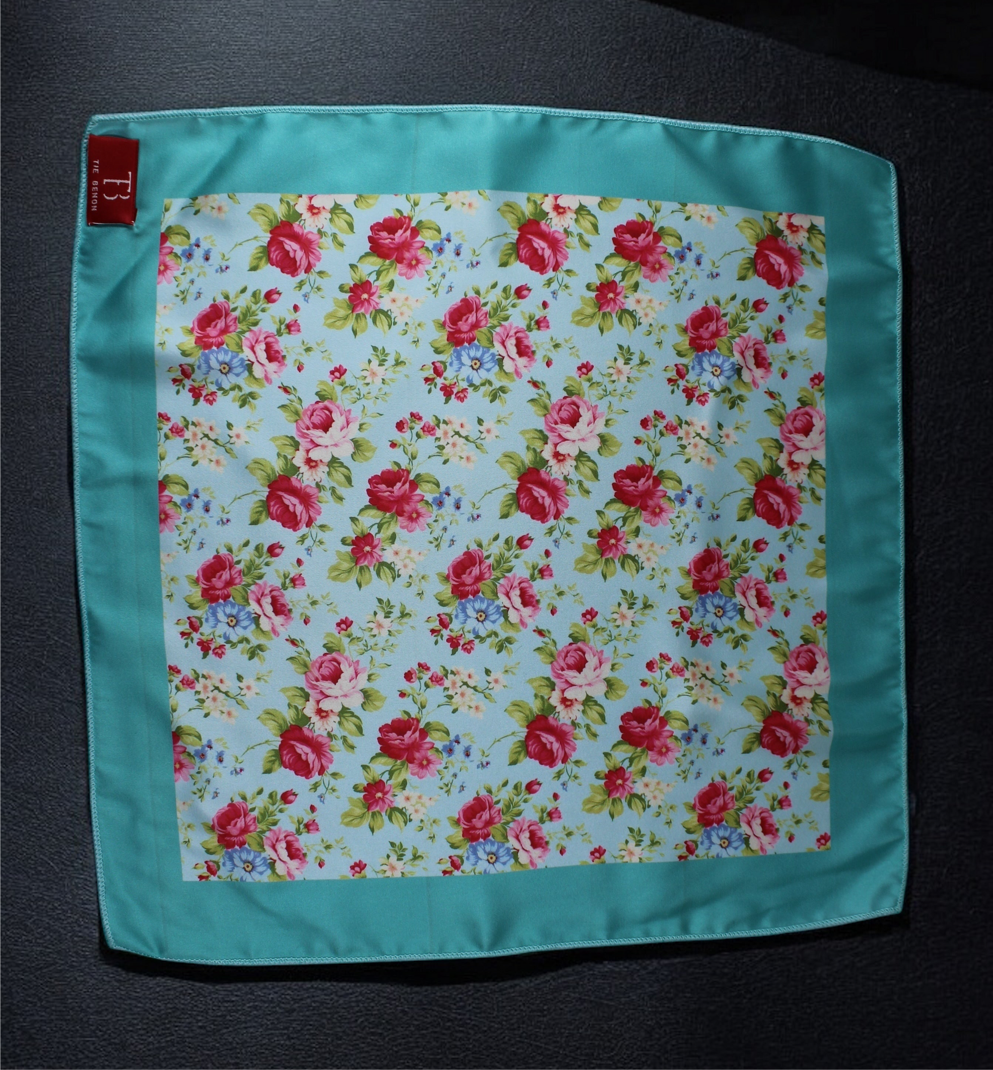 Turquoise Floral Pocket Square