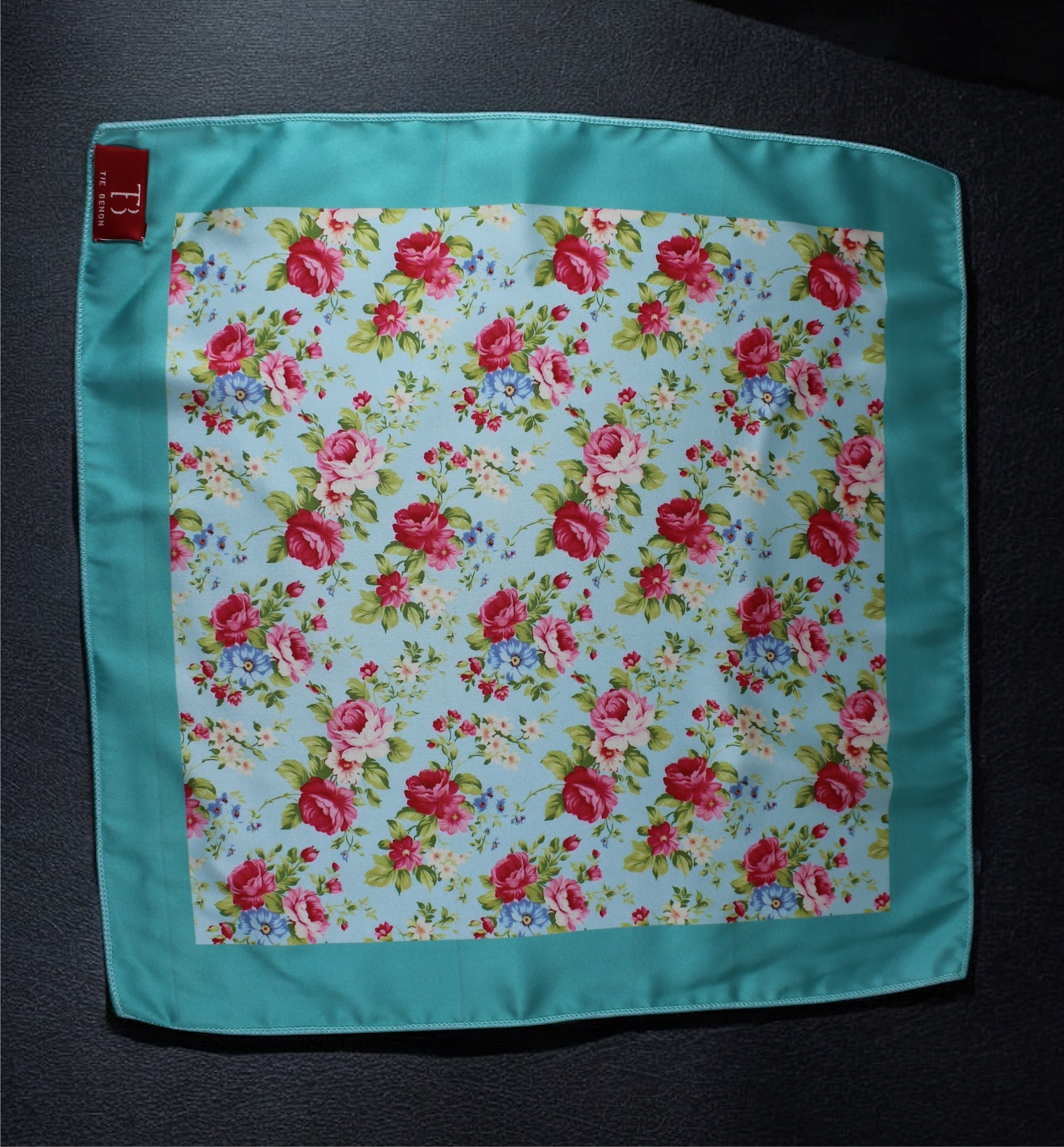 Turquoise Floral Pocket Square