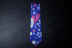 Indigo Bloom Necktie Tie With Pocket Square