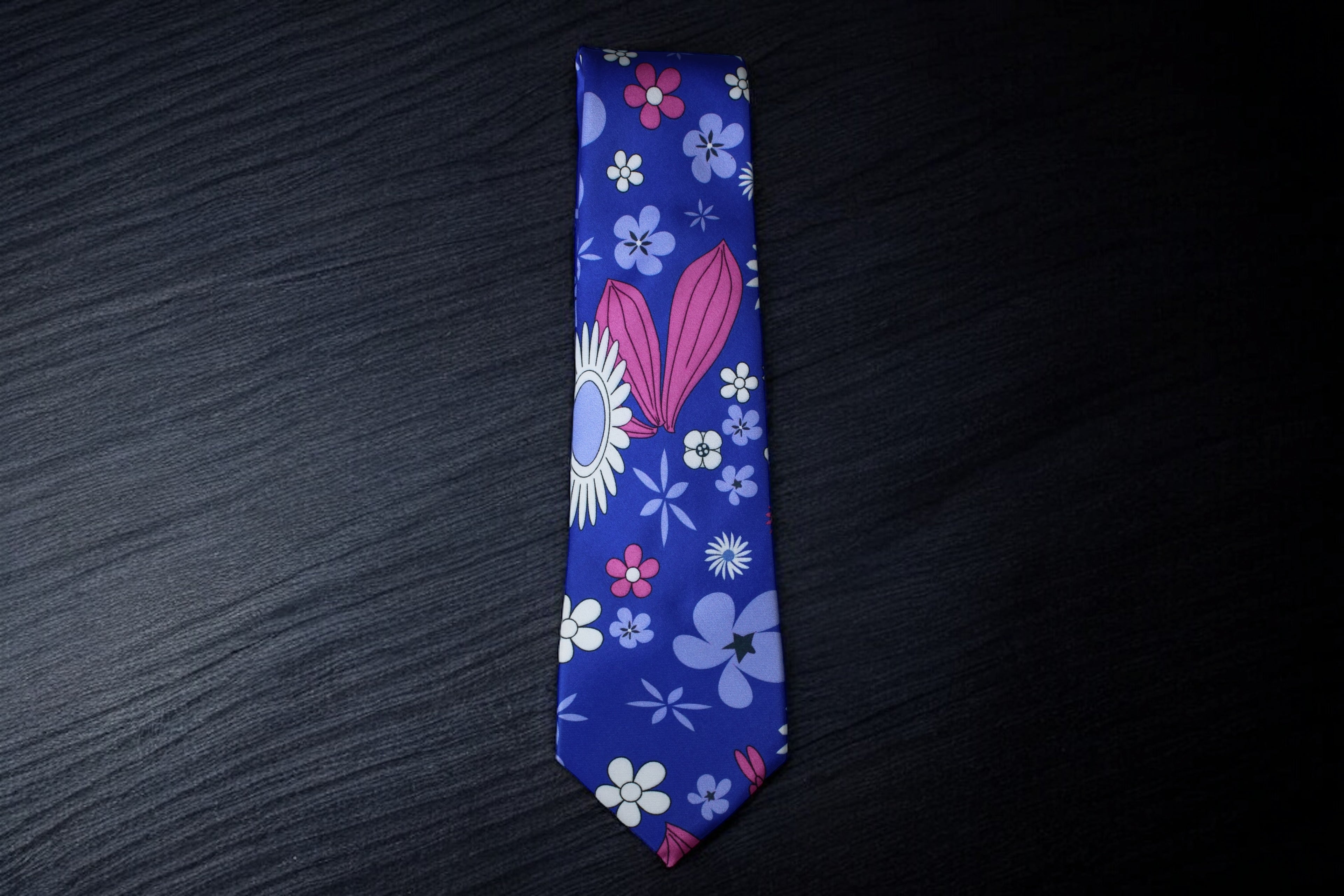 Indigo Bloom Necktie Tie With Pocket Square