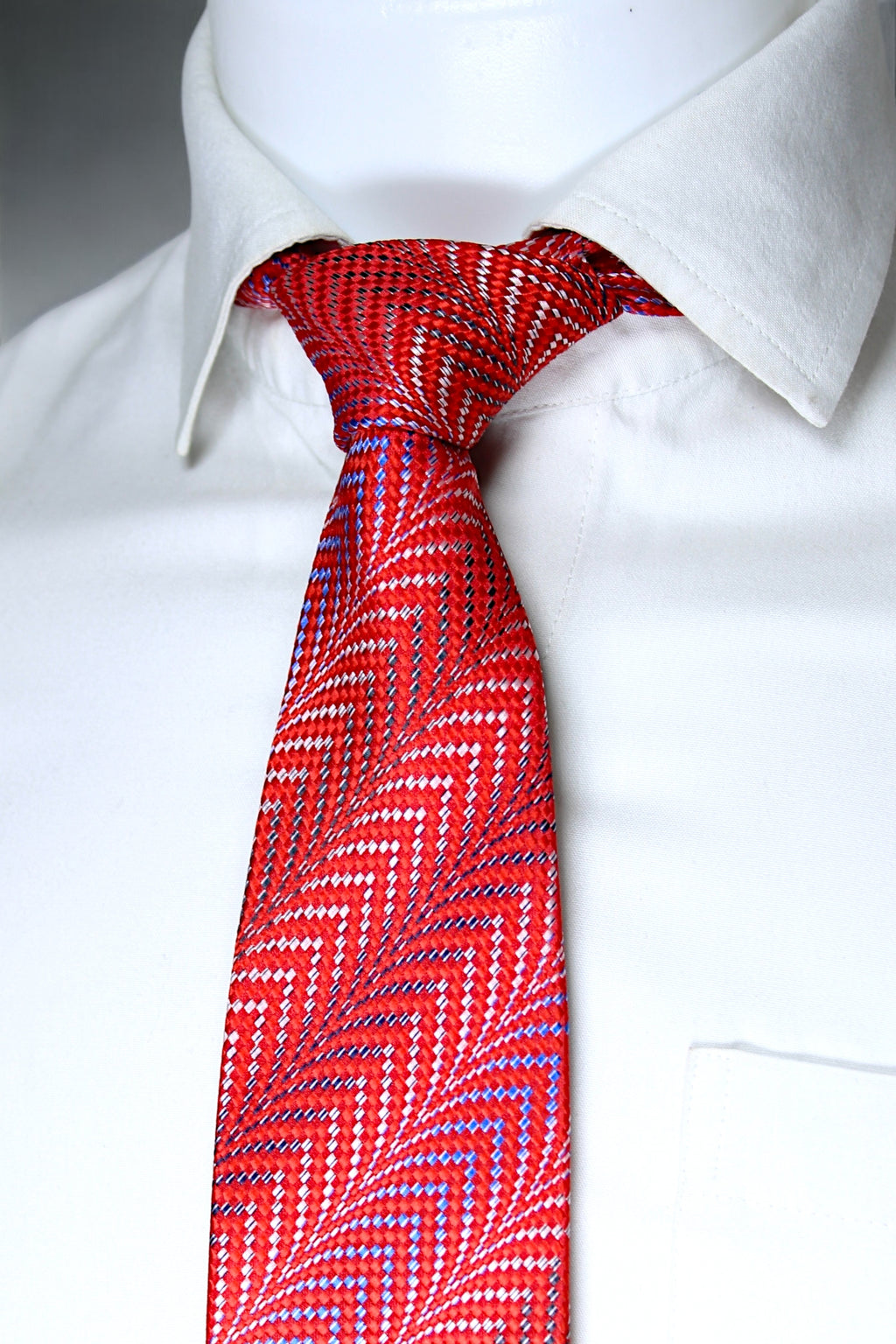 Vibrant Red & Blue Chevron Tie