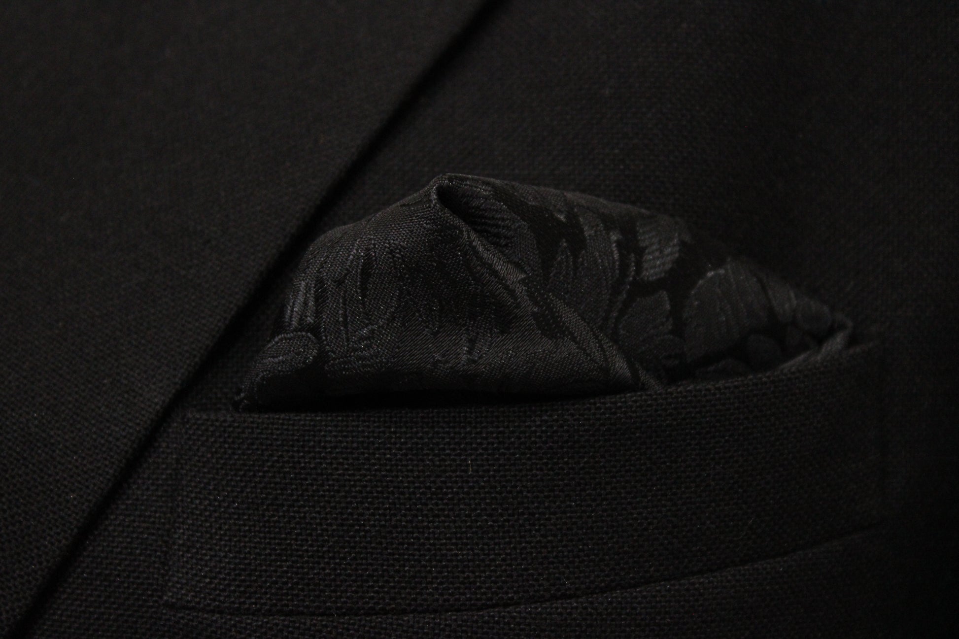 Black Self Floral Tie & Pocket Square