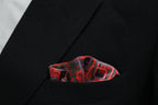 Geometric Red Maze Tie with Pocket Square