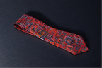 Geometric Red Maze Tie with Pocket Square