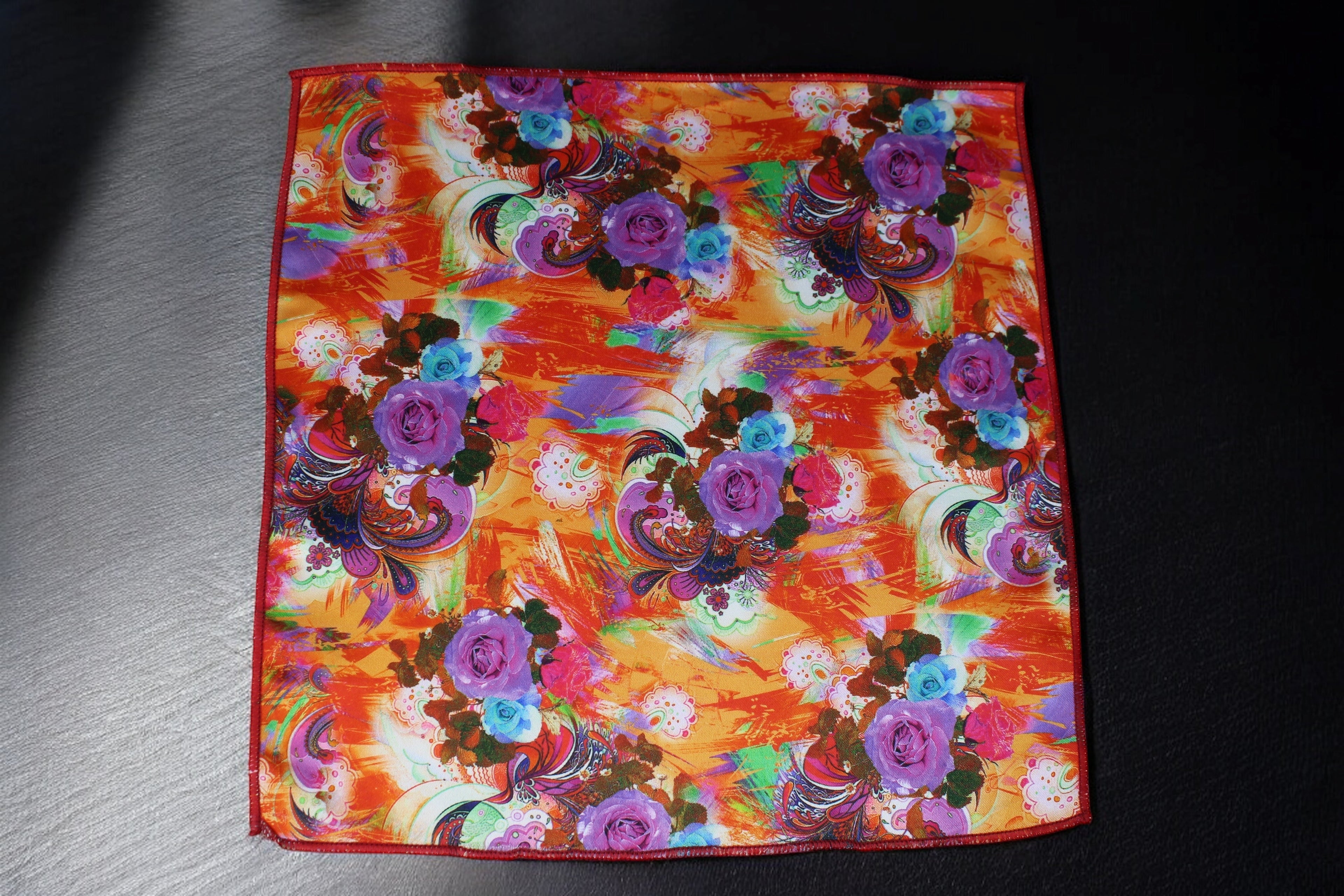 Vibrant Artistic Multicolor Tie with Pocket Square