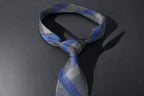 Elegant Gray & Blue Striped Microsilk Tie