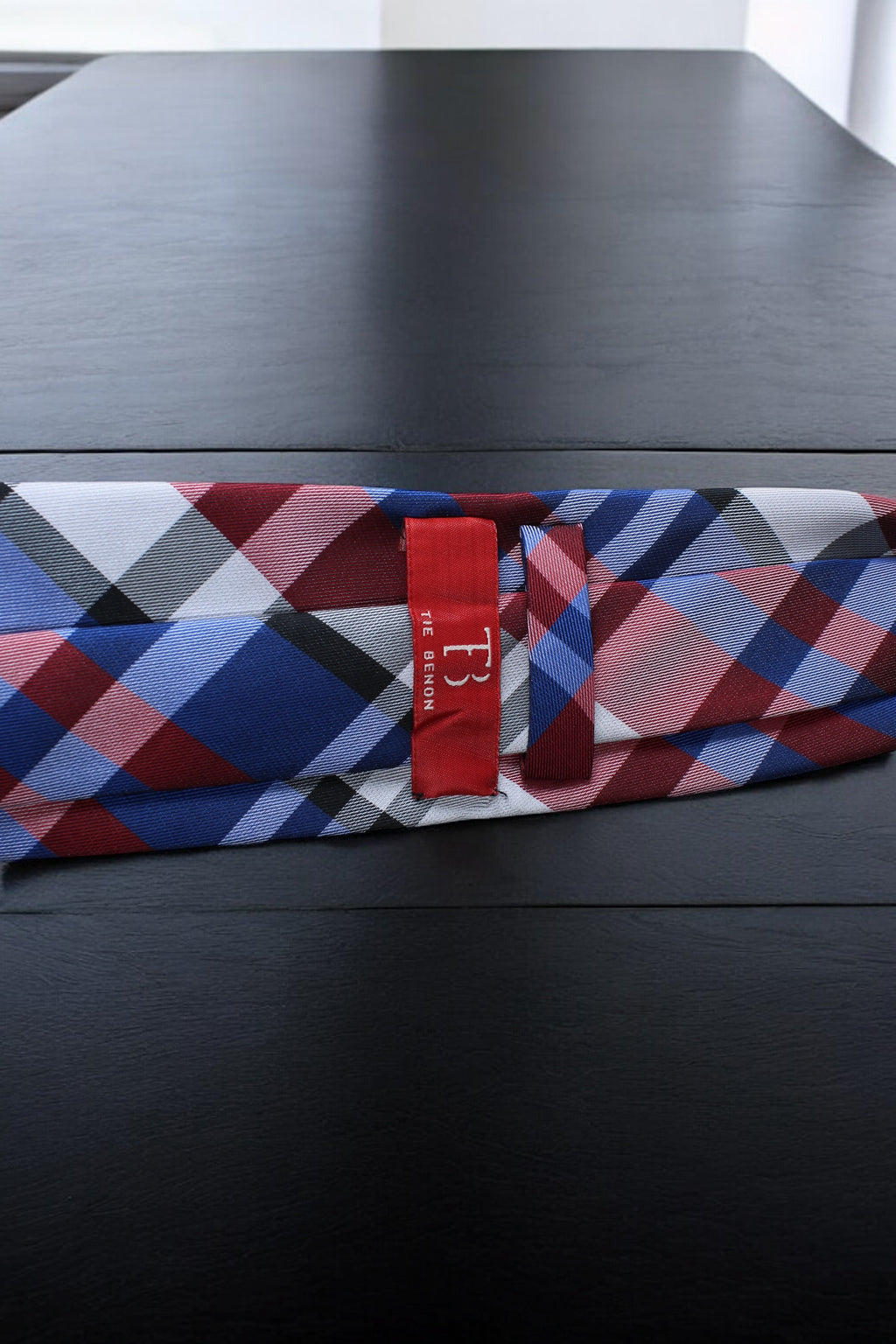 Classic Checkered Red,Blue & Gray Plaid Tie