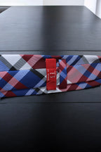 Classic Checkered Red,Blue & Gray Plaid Tie