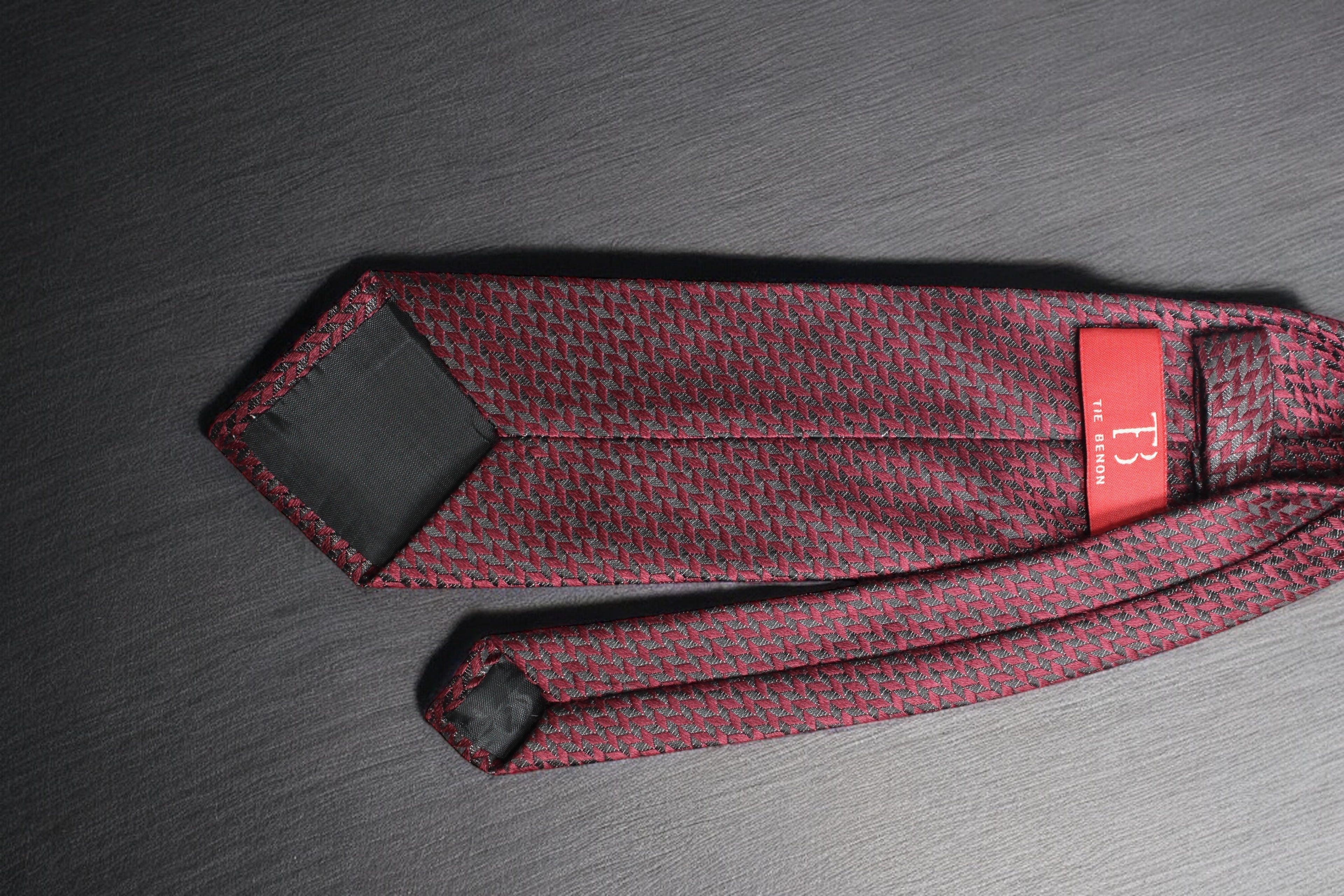 Deep Maroon & Black Geometric Tie